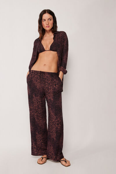 Calzedonia Pantalón Dark Animalier Mujer Marrón