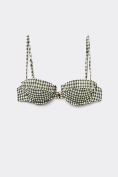 Calzedonia Balconette Bikini Green Vichy Tamaño 4