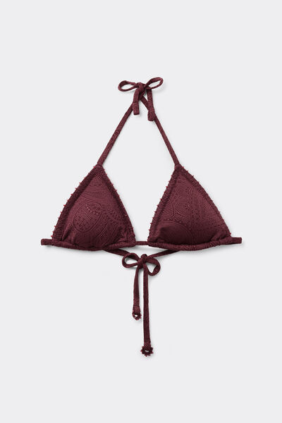 Calzedonia Triángulo Bikini Precious Jacquard Burdeos