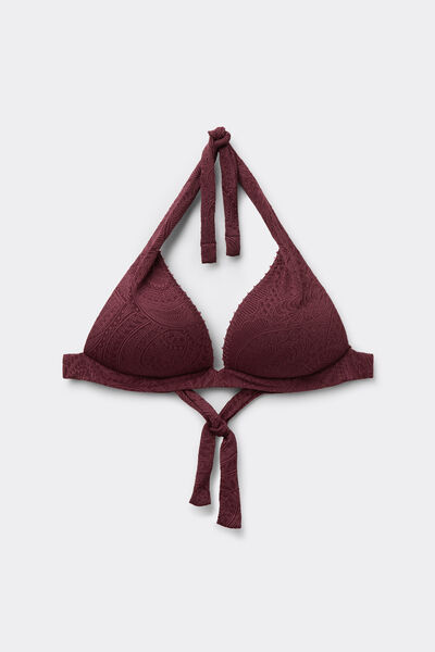 Calzedonia Triángulo Relleno Bikini Precious Jacquard Burdeos