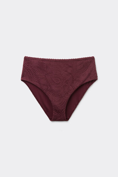 Calzedonia Braguita Alta Bikini Precious Jacquard Mujer Burdeos