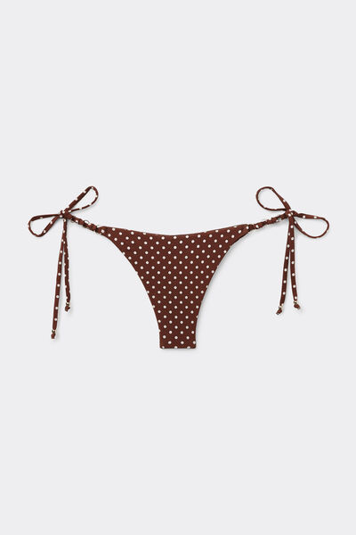 Calzedonia Brasileñas Cordones Bikini Polka Dot Brown Mujer