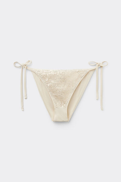 Calzedonia Braguita Lazos Bikini Sequin Net Mujer Blanco