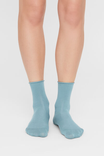 Calzedonia Calzini Corti Senza Elastico in Cotone Donna Blu Taglia 39-41