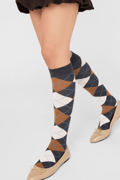 Calzedonia Calcetines Largos Estampados Mujer Gris Tamaño TU