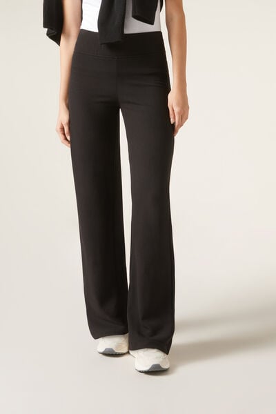 Calzedonia PantalóN Palazzo Con Cashmere Mujer Negro TamañO L-image