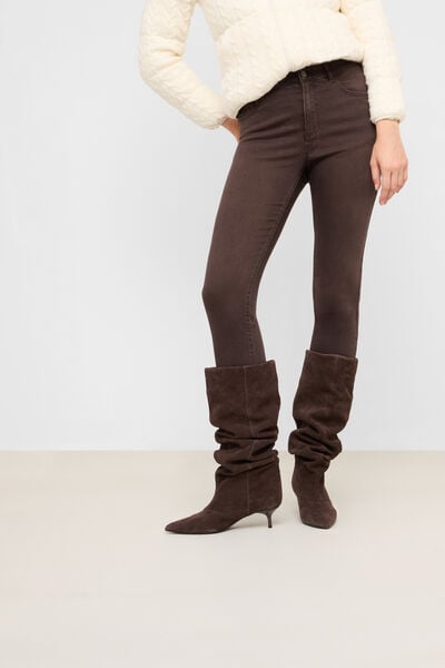 Calzedonia Vaqueros Corte Ajustado Soft Touch Mujer Marrón Tamaño XL