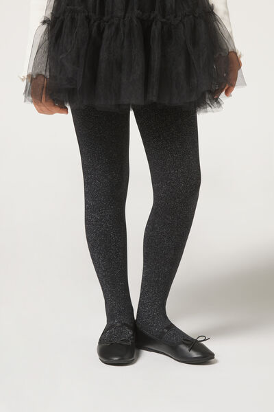 Calzedonia Panty Térmico Niña Con Glitter Chica Gris