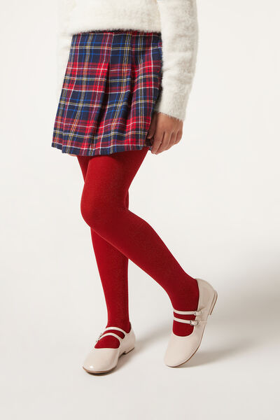 Calzedonia Collant Coprenti Glitter Bambina Bambina Rosso Velikost 4-6
