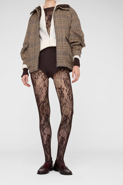Calzedonia Mono de Encaje de Flores Mujer Marrón