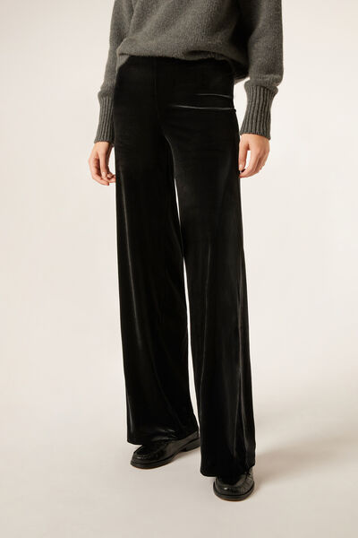 Calzedonia Pantaloni a Palazzo in Velluto Donna Nero Taglia M