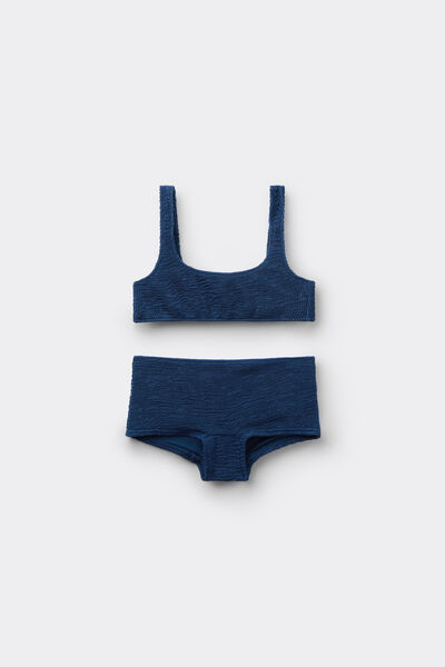 Calzedonia Bikini Dos Piezas de Niña Crinkle Waves Chica Azul