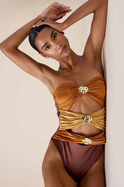 Calzedonia Bañador Una Pieza Sunset Shades Mujer Marrón
