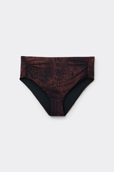 Calzedonia Braguita de Bikini Cintura Alta Dark Animalier Mujer Marrón