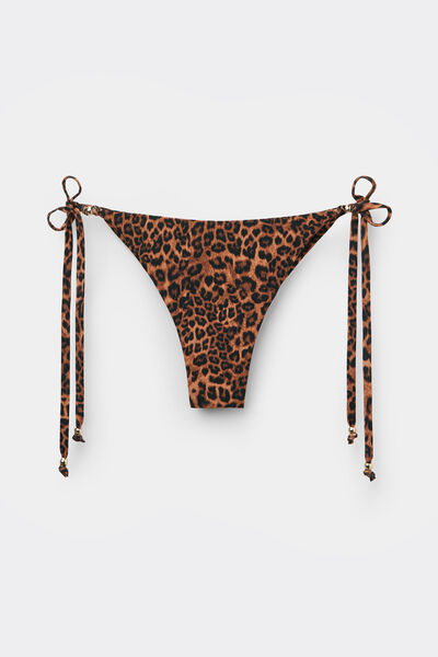 Calzedonia Bikini Brasileña Lazos Wild Tropical Mujer Marrón
