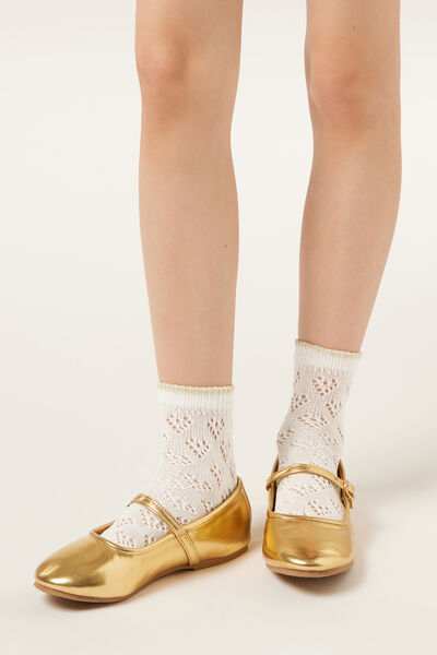 Calzedonia Calcetines Calados Niña Unisex Blanco Tamaño 33-36