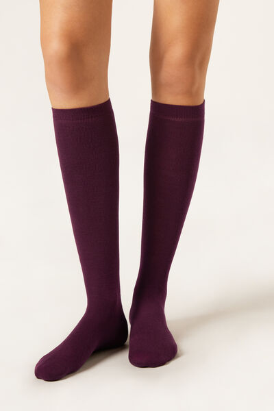 Calzedonia Calze Lunghe in Lana e Cotone Donna Bordeaux Taglia TAGLIA UNICA