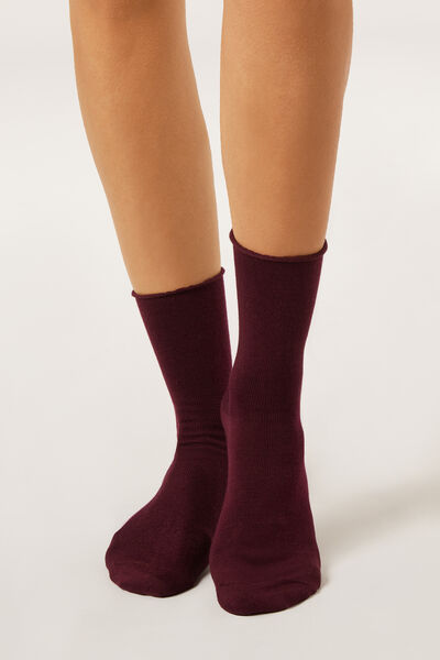 Calzedonia Calzini in Lana e Cotone Donna Bordeaux Taglia TAGLIA UNICA