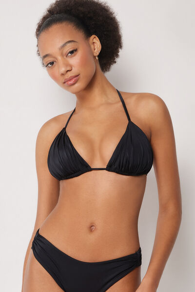 Triangel-Bikinioberteil Shiny Satin Frau Schwarz Größe