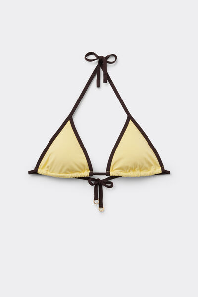 Triangel-Bikinioberteil Bicolor Piping Frau Schwarz Größe
