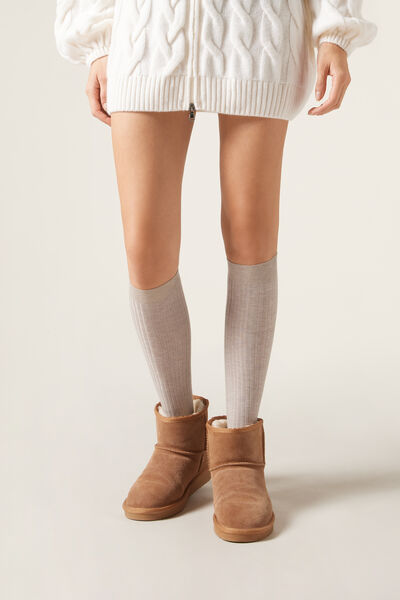Lange gerippte Socken mit Cashmere Frau