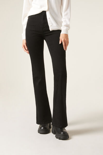 Elastische Flare Jeans Frau Blau Größe