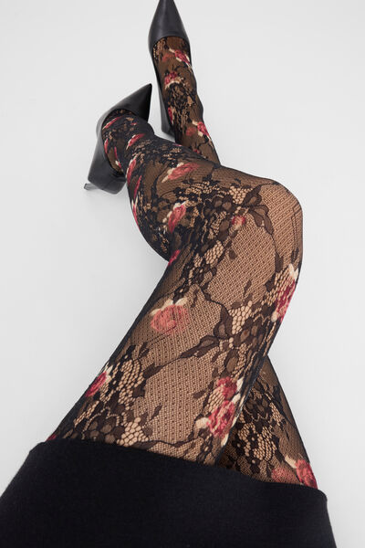 Strumpfhose aus Spitze mit Rosen Frau