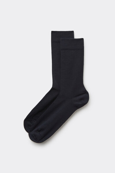 Kurze Herrensocken aus satinierter Baumwolle Mann Schwarz Größe