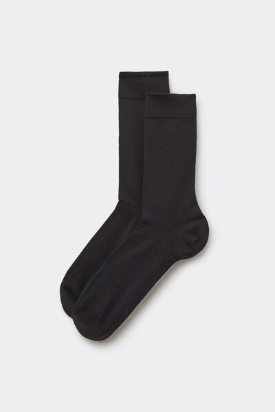 Kurze Herrensocken aus satinierter Baumwolle Mann Schwarz Größe