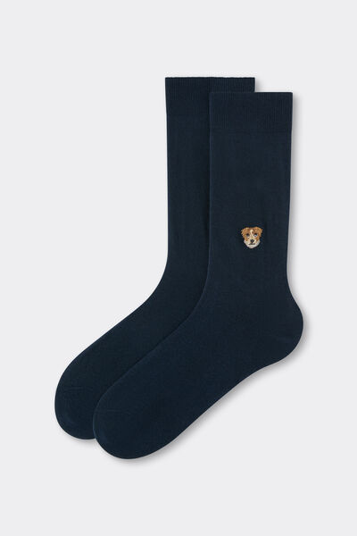 Herrensocken mit Dog-Stickerei Mann Bordeaux Größe