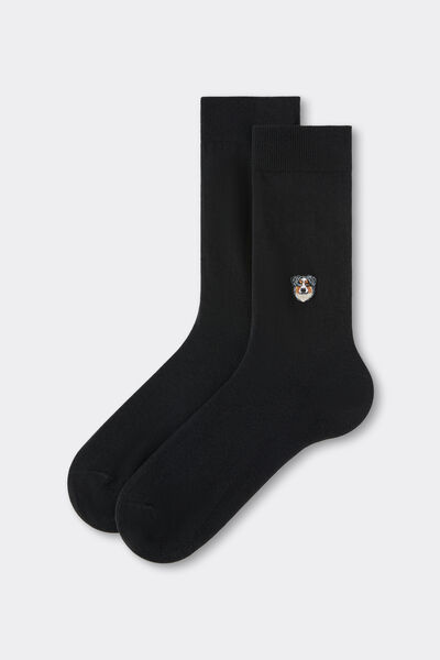 Herrensocken mit Dog-Stickerei Mann Bordeaux Größe
