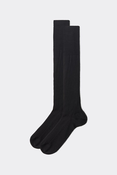 Lange gerippte Herrensocken mit Fil d‘Ecosse Mann