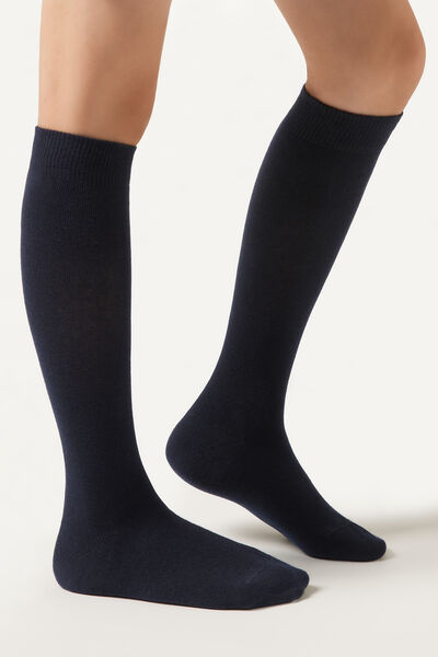 Calzedonia Calze Lunghe in Cotone da Bambini Unisex Blu Velikost 37-39
