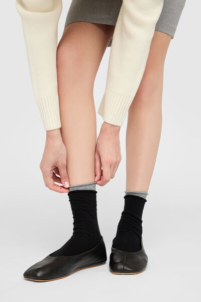 Calzedonia Calzini Corti in Cotone Senza Elastico Donna Nero Velikost 39-41