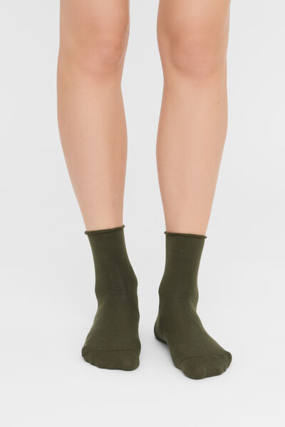 Calzedonia Calzini Corti Senza Elastico in Cotone Donna Verde Velikost 39-41