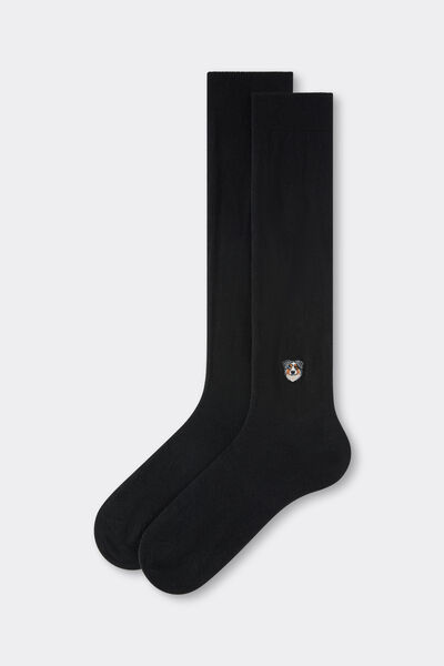 Calzedonia Calze Lunghe Ricamo Dogs da Uomo Uomo Nero Velikost TU