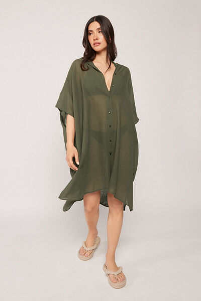 Calzedonia Caftán Camisero Mujer Verde Tamaño TU