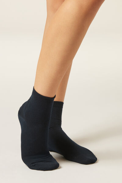 Calzedonia Calze Corte con Bordo Lavorato Donna Blu Velikost 39-41