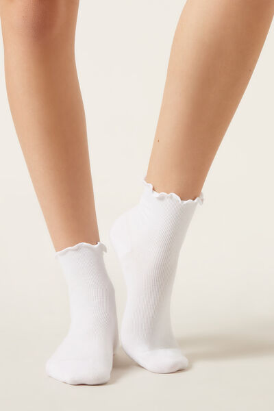 Calzedonia Calcetines Algodón Con Punto Bambola Mujer Blanco Tamaño TU