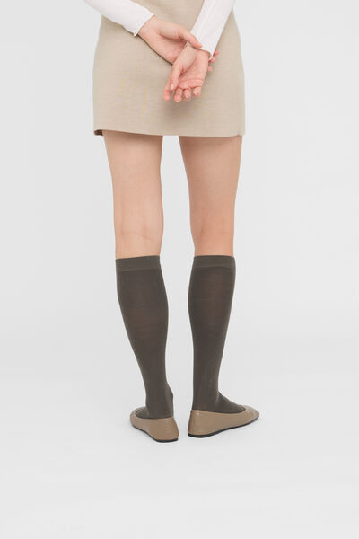 Calzedonia Calze Lunghe in Cotone Rasato Donna Verde Velikost TU