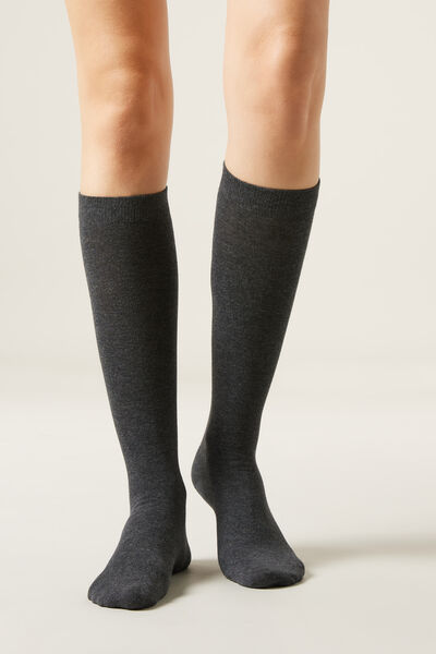Calzedonia Calze Lunghe in Cotone Rasato Donna Grigio Velikost TU
