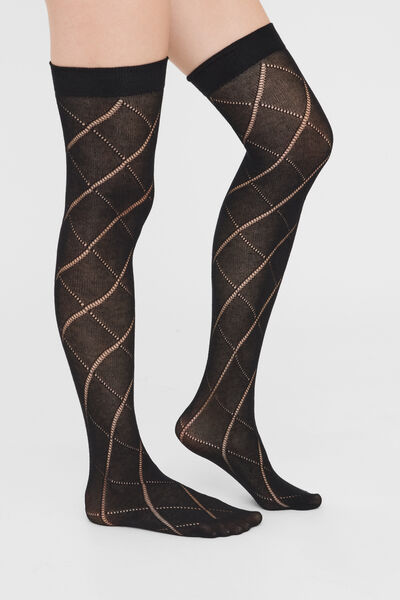 Calzedonia Maxi Gambaletto Traforato Donna Nero Velikost TU