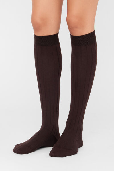 Calzedonia Calze Lunghe a Coste Donna Marrone Velikost TU