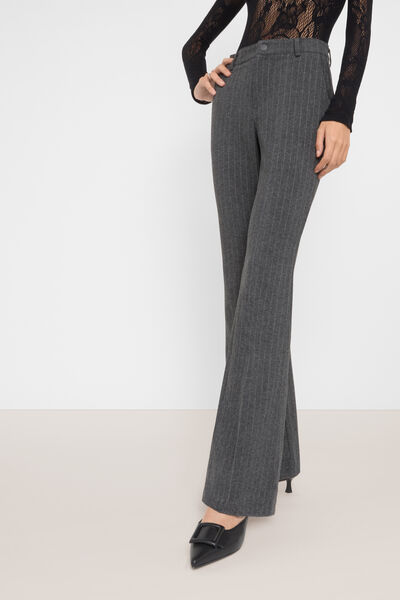 Calzedonia Pantaloni Flare Soft Touch Gessato Donna Grigio Velikost XS
