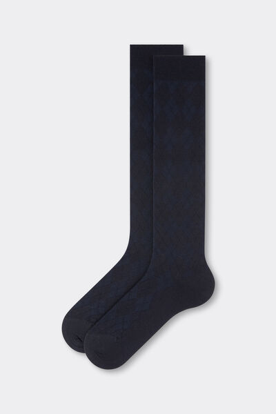 Calzedonia Calze Lunghe con Cashmere da Uomo Uomo Blu Velikost TU