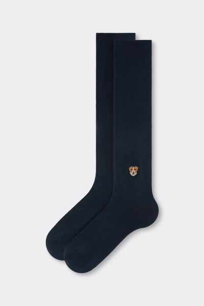 Calzedonia Calze Lunghe Ricamo Dogs da Uomo Uomo Blu Velikost TU