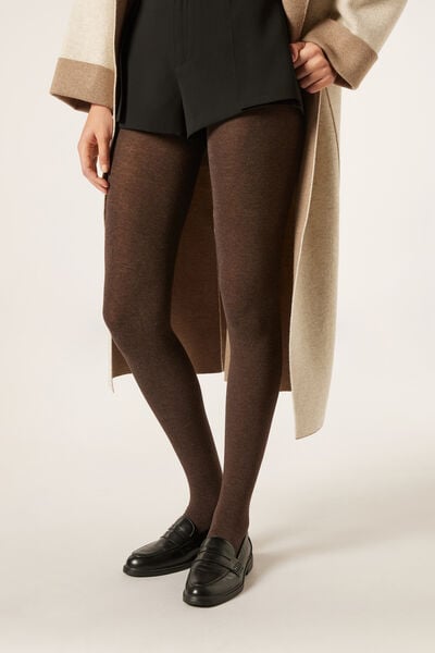 Calzedonia Collant Morbido In Misto Modal E Cashmere Donna Marrone Velikost XL