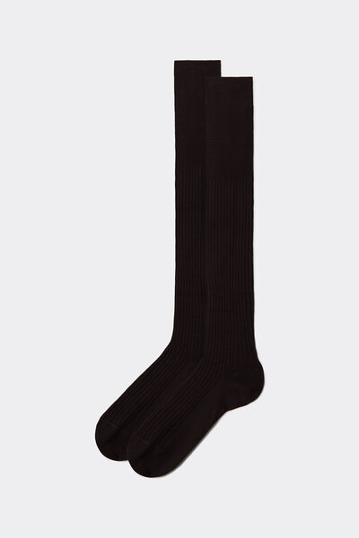 Calzedonia Calze Lunghe a Coste in Filo di Scozia da Uomo Uomo Marrone Velikost 44-45