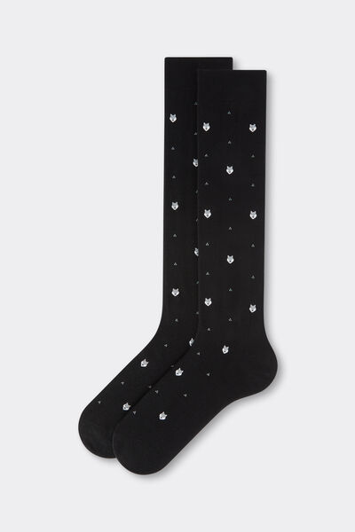 Calzedonia Calze Lunghe Fantasia da Uomo Uomo Nero Velikost TU