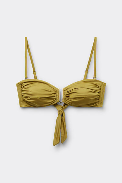 Calzedonia Top de bikini palabra de honor con hebilla Shiny Satin Mujer Tamaño 2